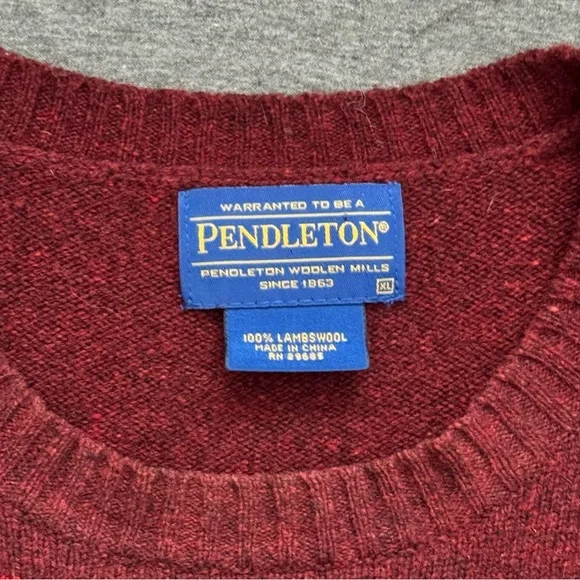 Pendleton Men's Chief Joseph Burgundy Southwestern LambswoolPullover Sweater XL - Picture 5 of 8
